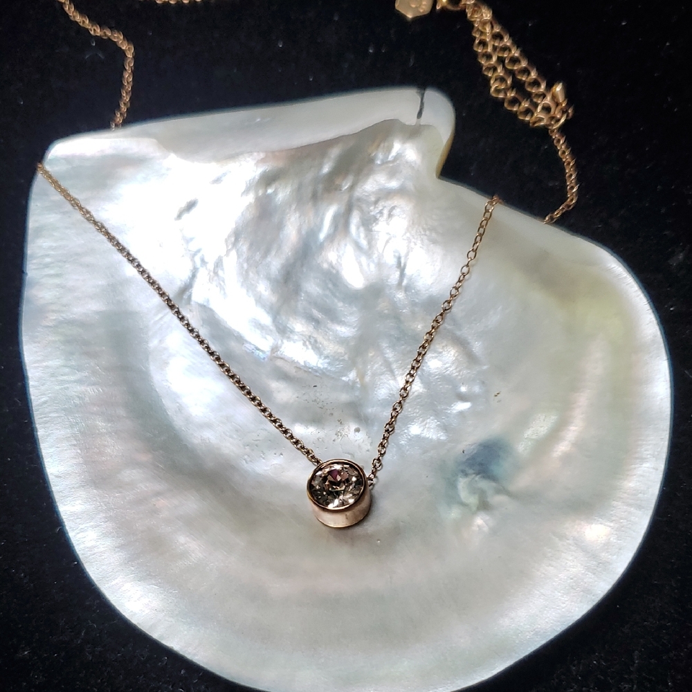 Touchstone Crystal Gold Necklace with Clear Pendant